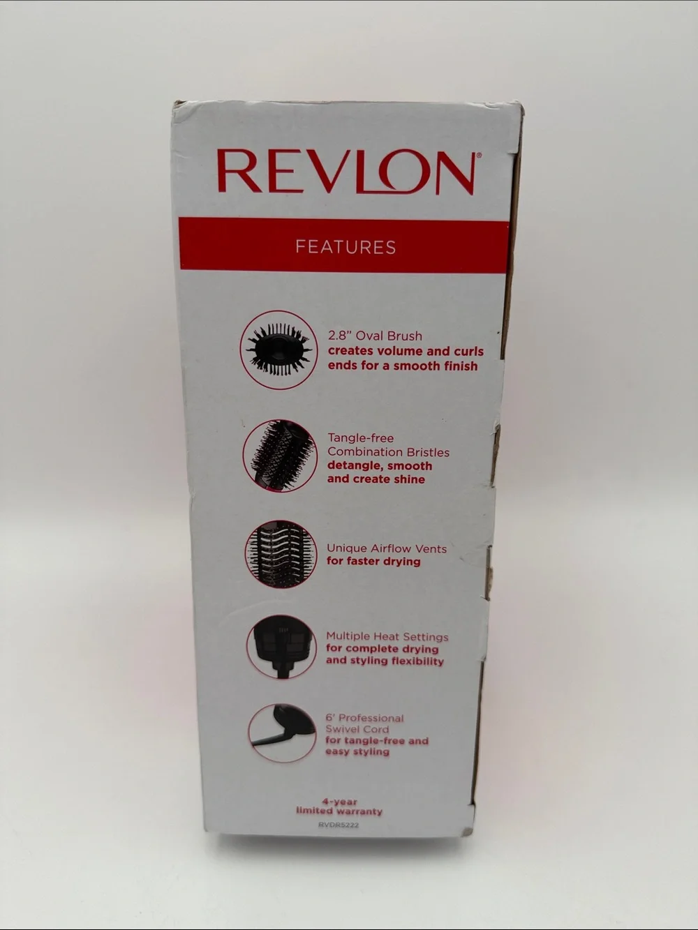 Revlon Hot Air Brush Styler 1100 watt, 3 Heat Settings - Pink and Black